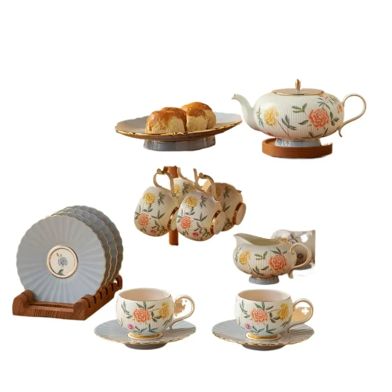 18-Head tea and coffee set ceramic coffee cup set, excluding wooden frame, high value and practical