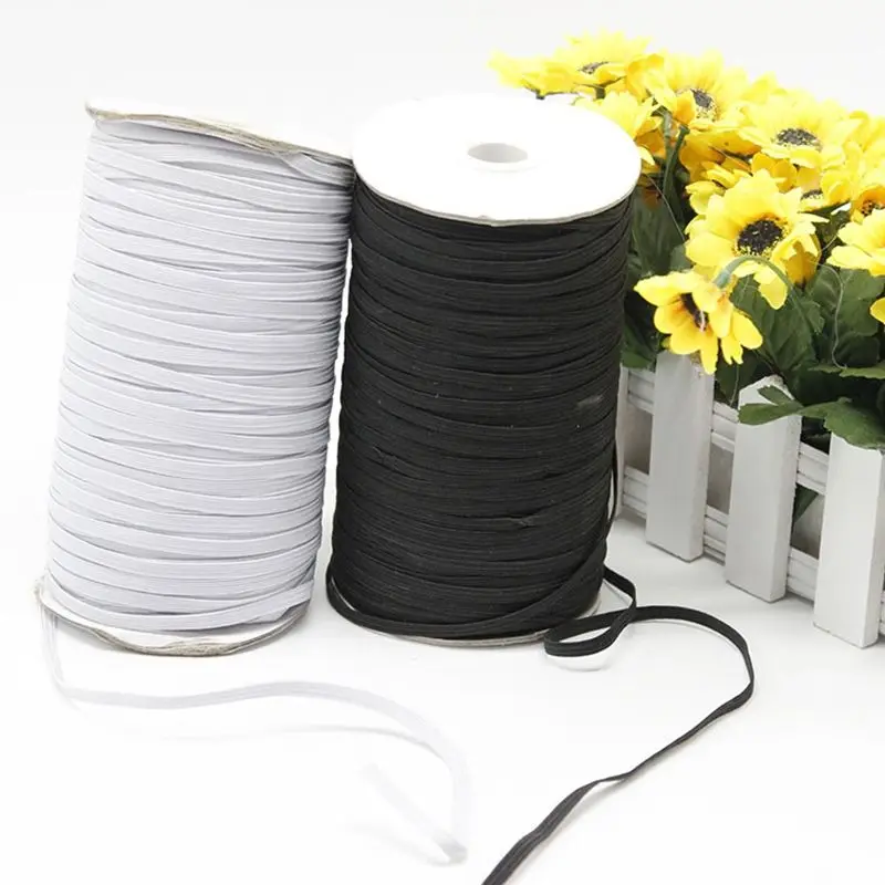 5yards 3/6/8/10/12mm High Elastic Black/White Sewing Elastic Band Fiat Rubber Band Waist Cord Elastic Band