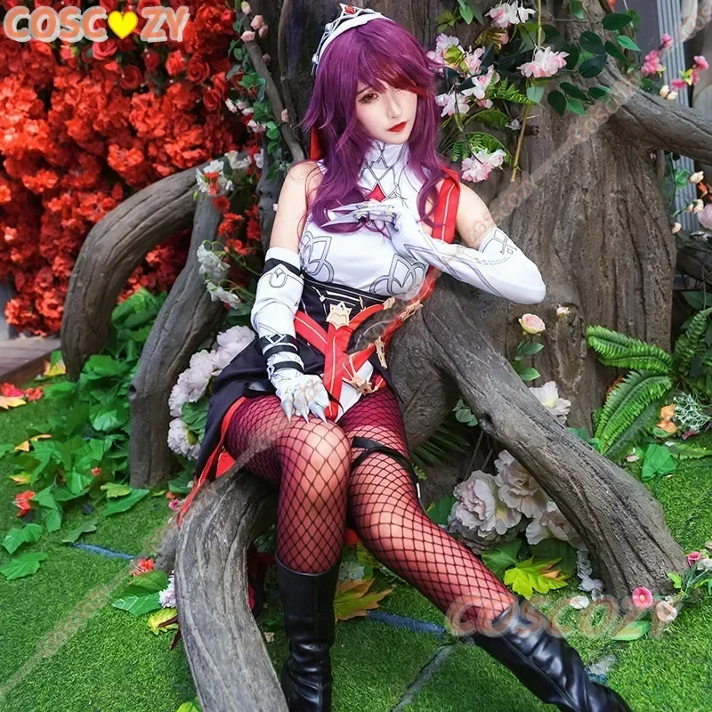 Genshin Impact Rosaria Cosplay Sexy Unisex Kostuum Spel Rollenspel Kleding Full Sets Rode Pruik Schoenen Nun Uniform Rosalia Jurk