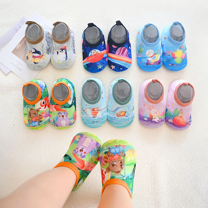 Kids Children Swimming Surf Sports Sneakers Non-Slip Indoor Outdoor Socks Baby Colorful Cartoon Animal Pool Beach Water Shoes