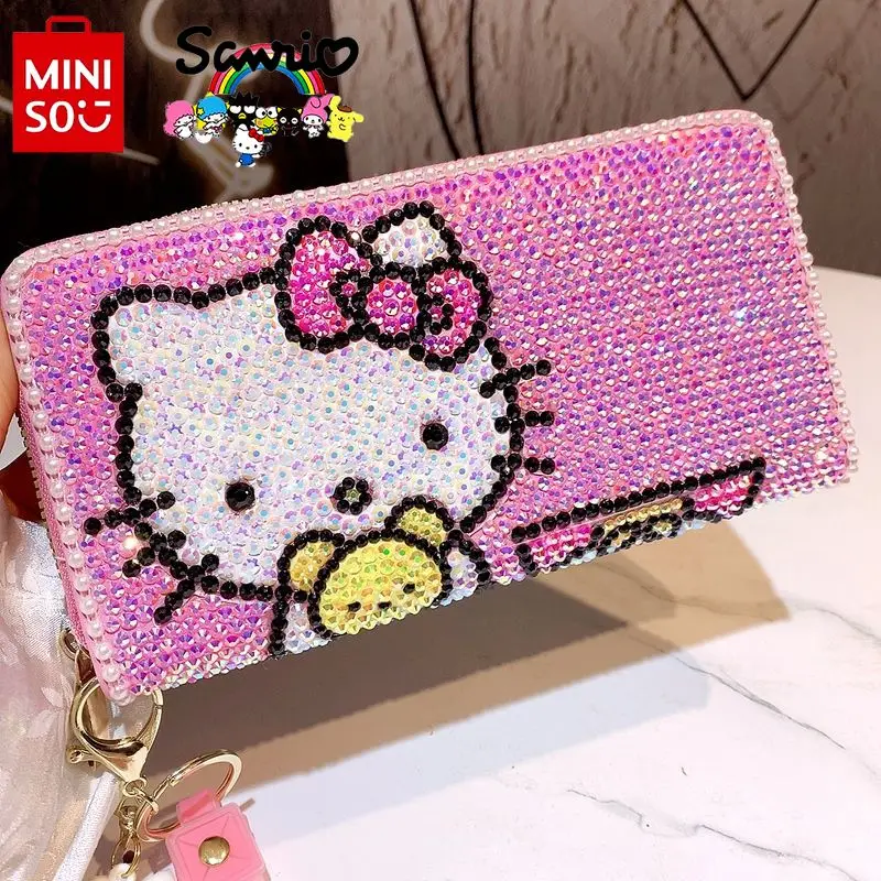 Hello Kitty nieuwe damesportemonnee mode hoge kwaliteit diamant ingelegde multi-kaart opbergtas cartoon multifunctionele portemonnee