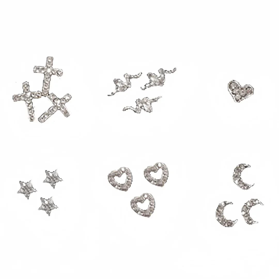 3 stks/doos Tand Gem DIY Sieraden Tandheelkundige Edelstenen Hart Ster Maan Vorm Schoonheid Metalen Tand Kristallen Sieraden Ornamenten Monddecoratie