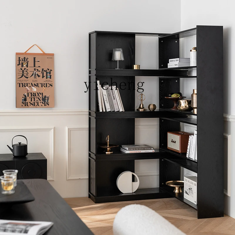 D24 Simple Solid Wood Bookshelf Retractable And Rotatable Storage Small Apartment Display Stand Corner Cabinet