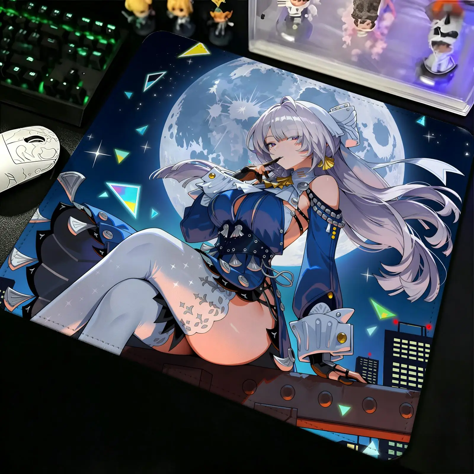 Compact Gaming Mat Reinforced Stitched Border,  Zenless Zone Zero Velina Airgid Portable Laptop Desk Pad for Office & E-sports