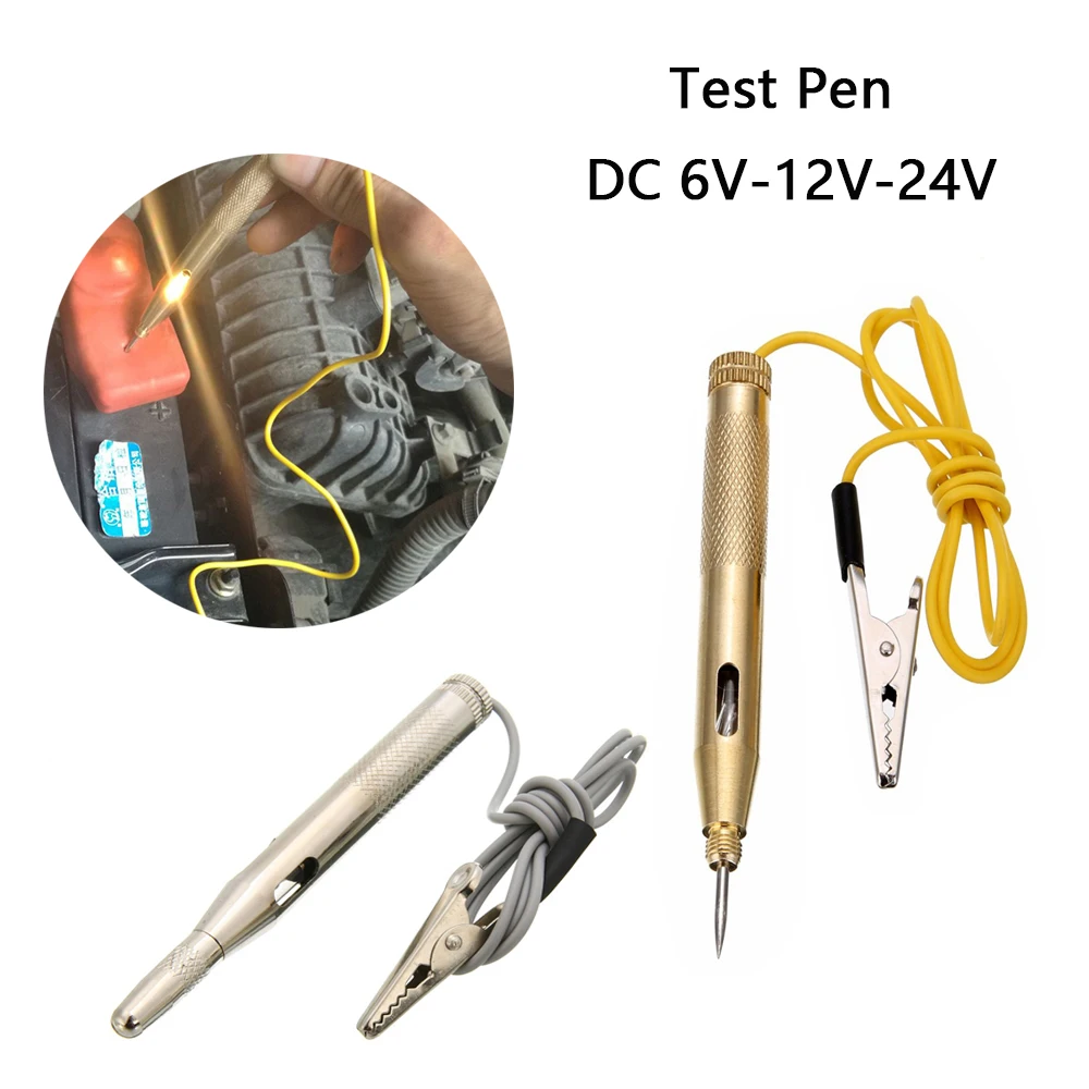 2023 New DC 6V 12V 24V Copper Light System Test Probe Lamp Auto Car Light Circuit Tester Lamp Voltage Test Pen Detector Copper