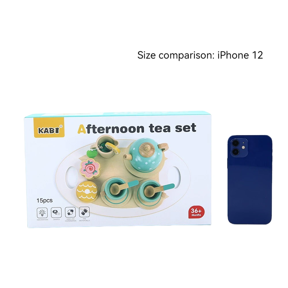 Wooden Tea Set for Kids - Pretend Play Kitchen Accessories 6