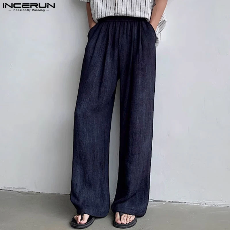 INCERUN-pantalones holgados de estilo coreano para hombre, ropa de calle informal, Color mezclado, S-5XL, 2024