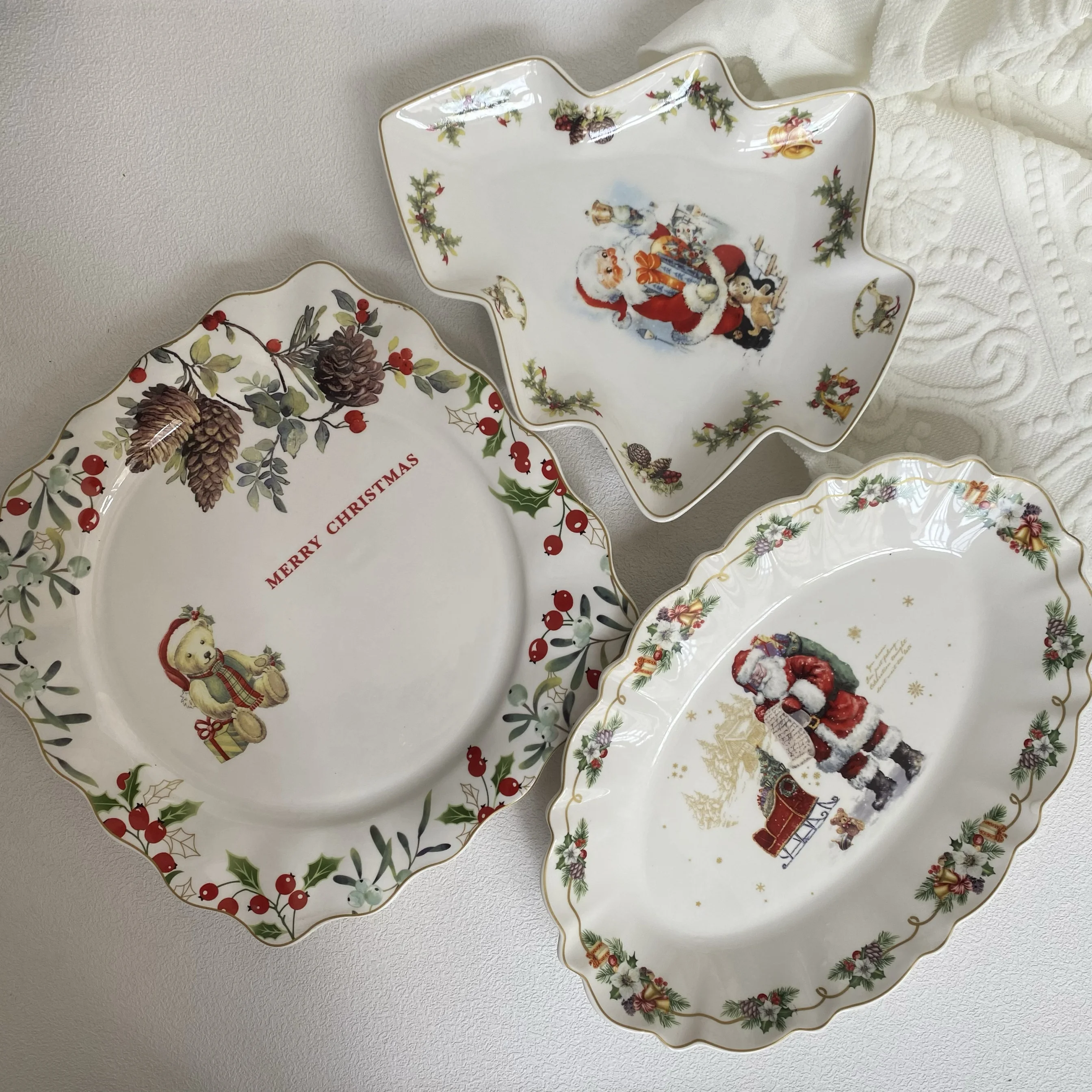

Christmas ceramic tableware export high-end Christmas tree plate family soup bowl decoration steak peach heart bowl