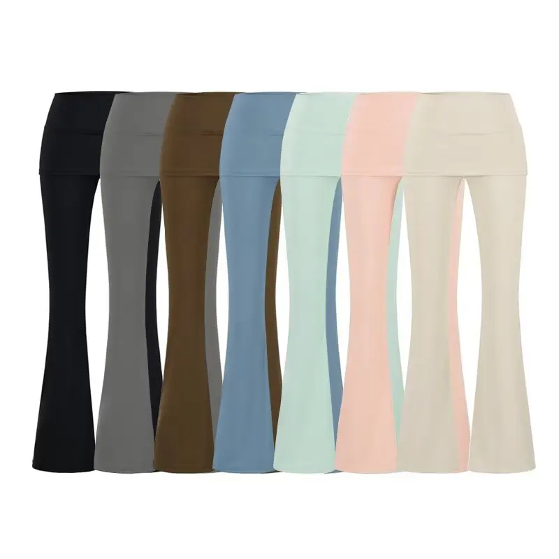 

High Waist Wide Leg Pants Casual High Waist Bell Bottom Yoga Pants Slimming Effect Sweet Spicy Two Piece Casual Wide Leg Pants
