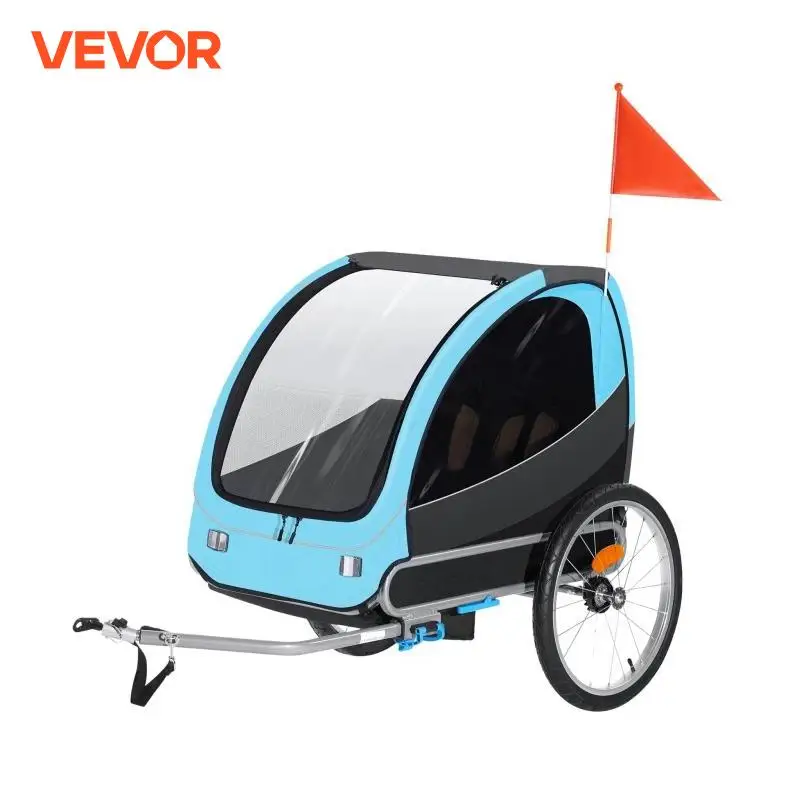 مقطورة دراجة قابلة للطي بمقعدين VEVOR مع إطار مقرنة ، حامل مظلة ، أطفال صغار وأطفال ، رطل