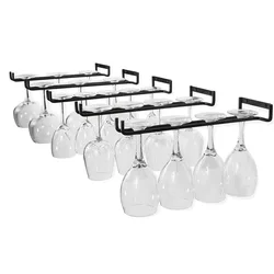 High-Quality Black Iron Wall Mounted Stemware Holder Goblet Hanging Rack Wine Glass Bar Organizer