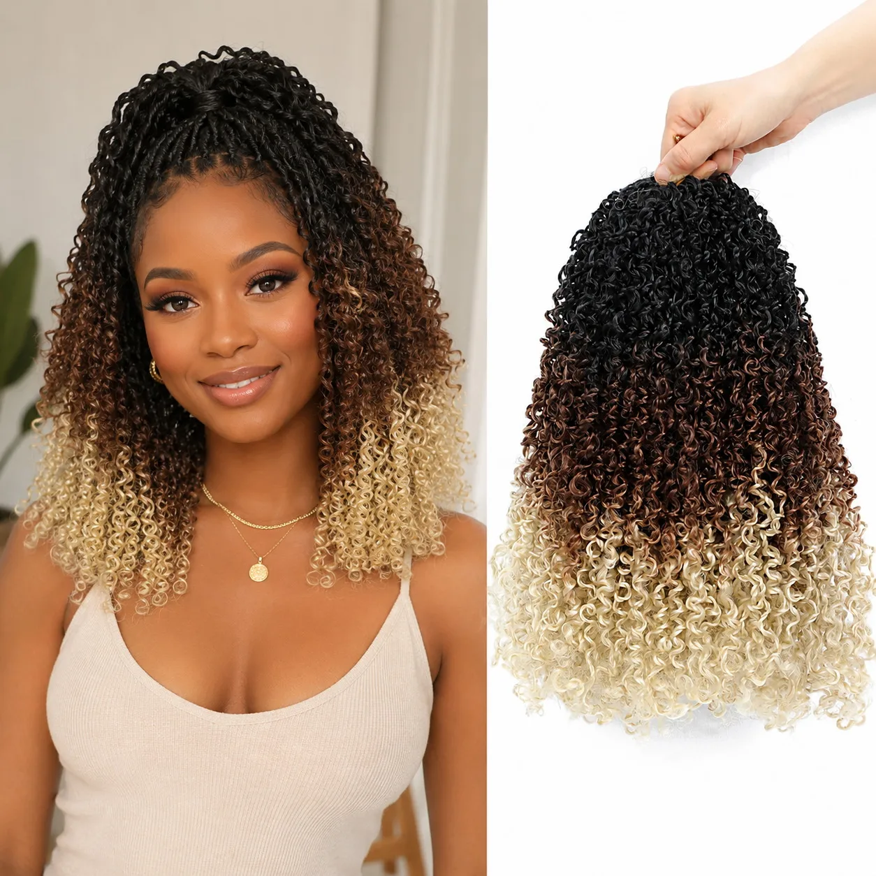 12 Zoll Boho Passion Twist Crochet 1 Stück 30 Stränge Flauschige Lockige Vorgezwirnte Zöpfe Synthetische Haarverlängerungen Schützende Frisur – Detail 1