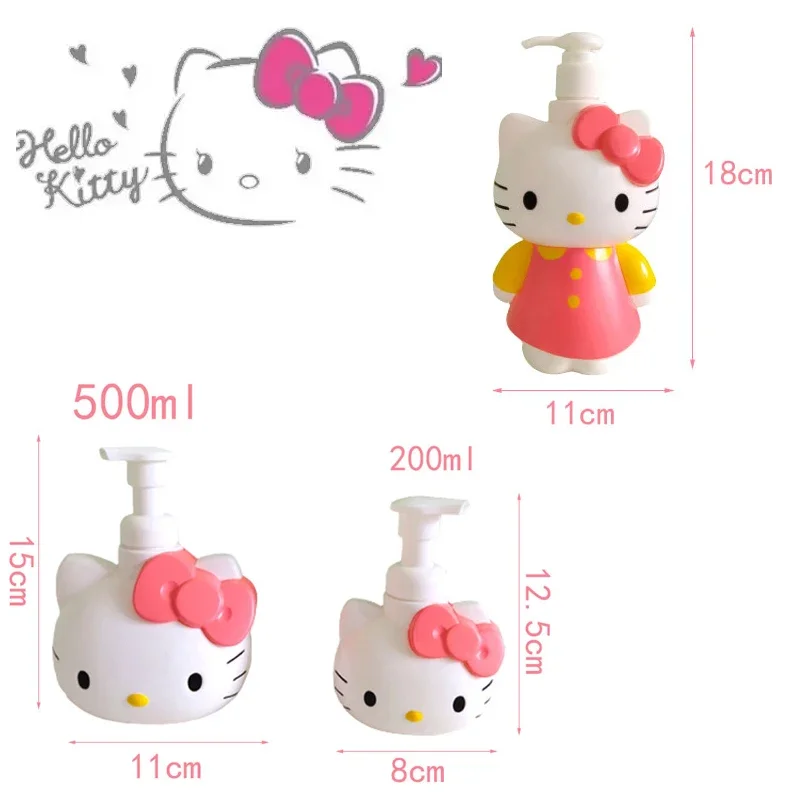 480ML Hello Kitty Soap Dispenser Bottle Bathroom Shower Gel Shampoo Sub-packing Pressure Bottle Portable Plastic Press Bottle