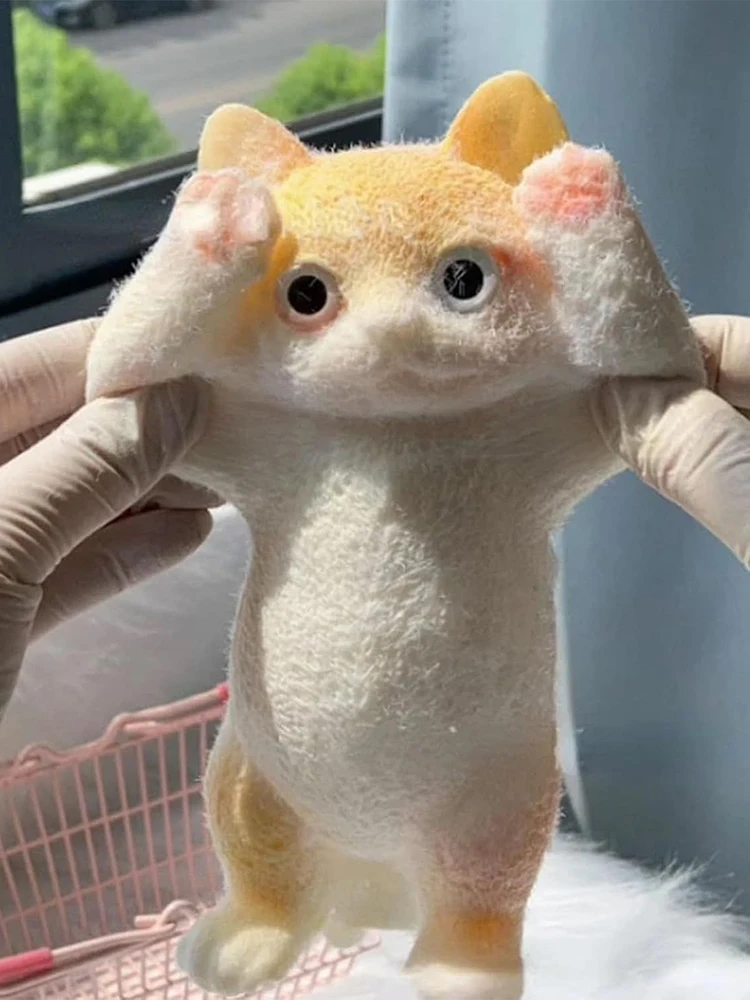 Cute Flocking Cat Stress Relief Stretchy Doll Large Sensory Fidget Toys for Kids Adults Anti-stress Slow Rising Soft Squeeze Toy