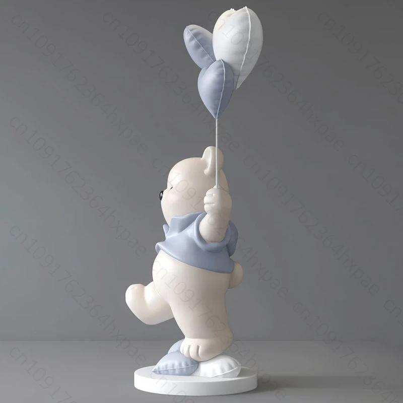 Luxury Resin Standing Ornaments Cartoon Bear Figurine Large Floor Sculpture for Living Room Entryway Home Décor Floor Statue