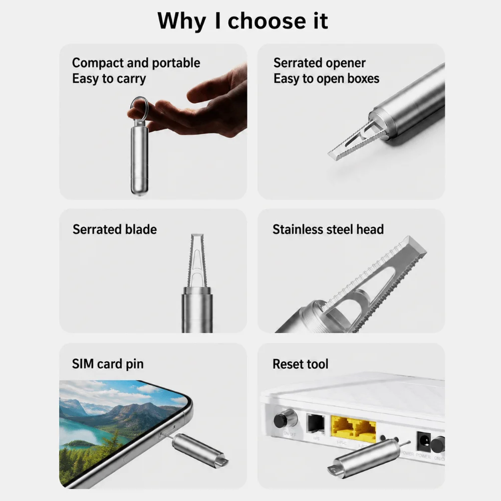 Compact 2 in 1 SIM Card Remover Reset Access Tape Cutting SIM Eject Tool Portable Blunt Tip SIM Eject Pin Device Reset