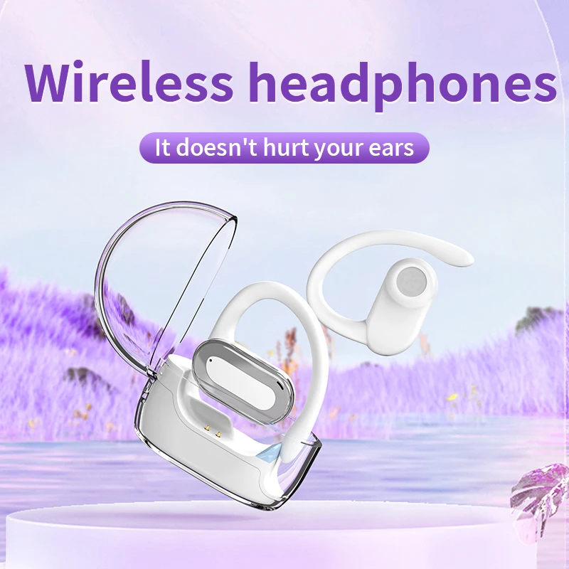 Sports Bluetooth Earphones Waterproof Wireless Headphones 60hrs Music with Mic Headset  LED Power Display Soft Ear hook Earbuds