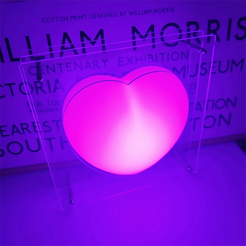 Heart-shaped Night Light Transparent Acrylic LOP Lamp Rechargeable RGB 16 Colors Remote Control Bed Time Atmosphere Girl Gift