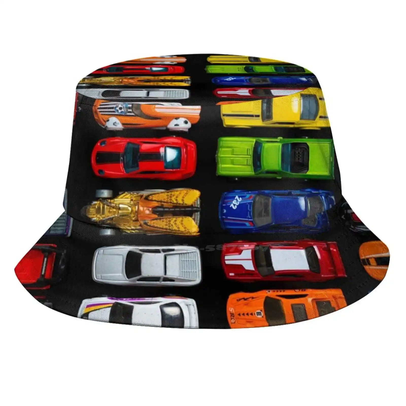 Cars, Cars And Cars Sun Cap Fisherman Hat Bucket Hats Cars Toys Pattern Play Shiny Fast Colourful Drive Collection Collector