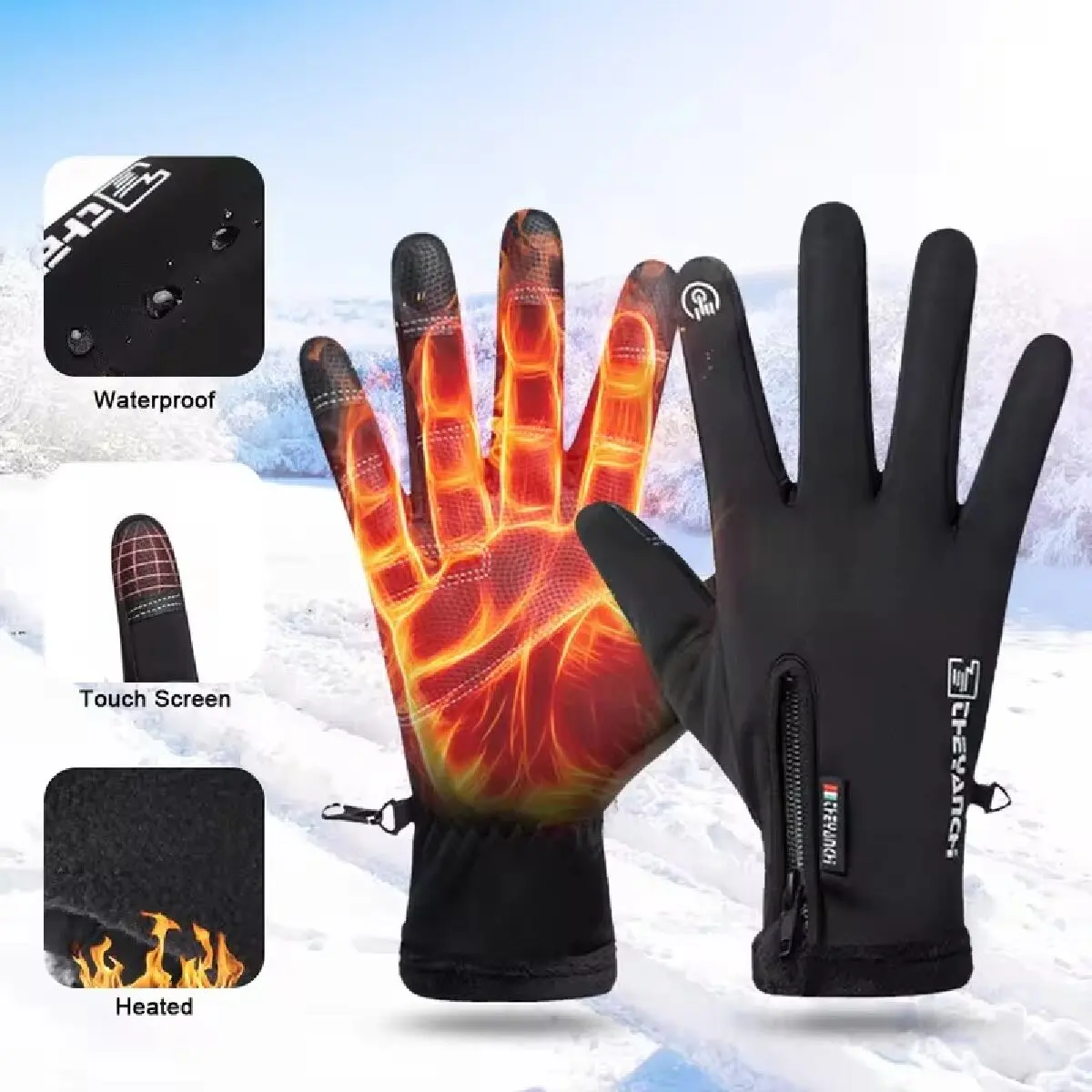 Outdoor Winter Gloves Motorcycle Gloves With Fleece Lined Touch Screen Snow Glove Waterproof Thermal Gloves For Riding