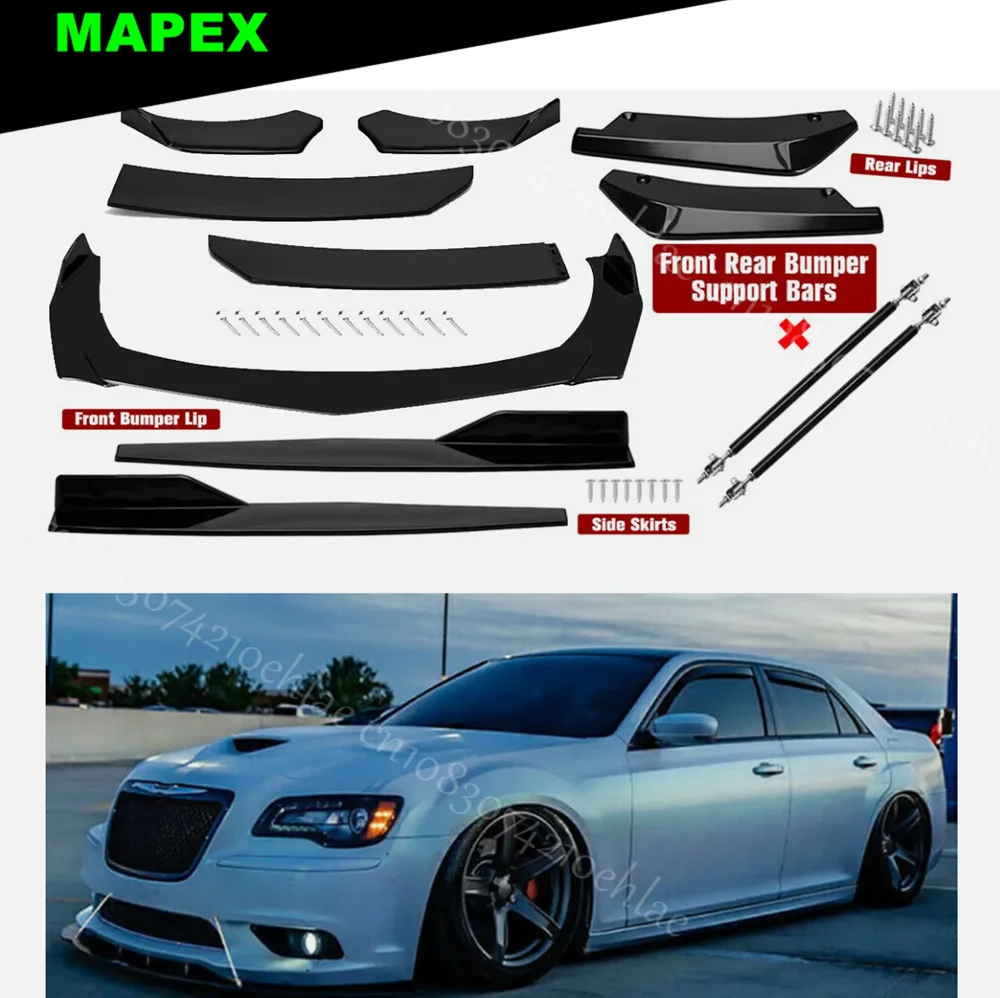 

For Chrysler 300 SRT8 Front Rear Bumper Lip Spoiler Splitter Body Kit Side-Skirt Glossy Black