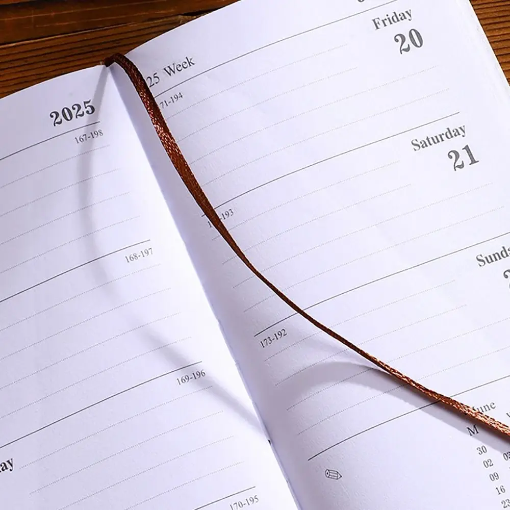Mini A6 2025 Agenda Book Pocket Retro Notebooks with Calendar To Do List English Notepad Students