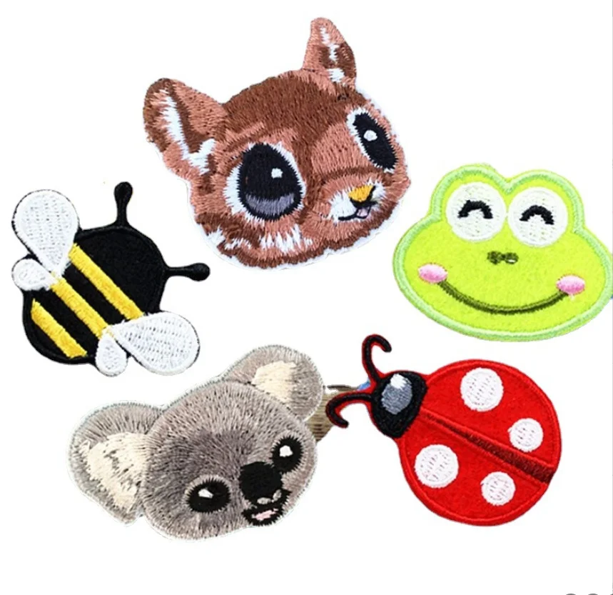 10 Pcs Animal Cartoon Embroidery Patches Embroidered Clothing Hat Bag Shoe Repair Material Phone Gift Box Decor DIY Accessory