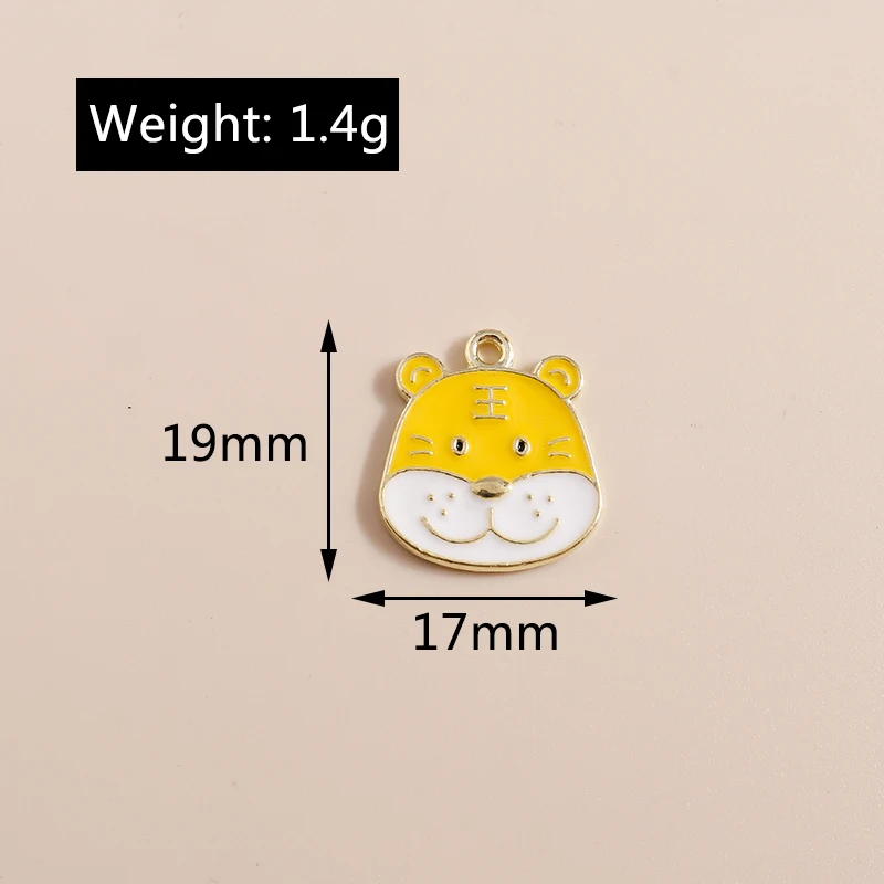 20pcs 17x19mm Cartoon Animal Charms Enamel Tiger Charms Pendants for Jewelry Making Necklaces Earrings DIY Crafts Accessories