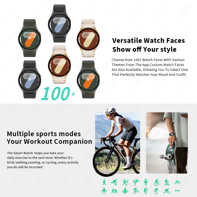 LIGE Fashion Smart Watch For Men GPS Sports Tracker Round Screen Bluetooth Call Heart Rate Fitness Waterproof Smartwatch 2025