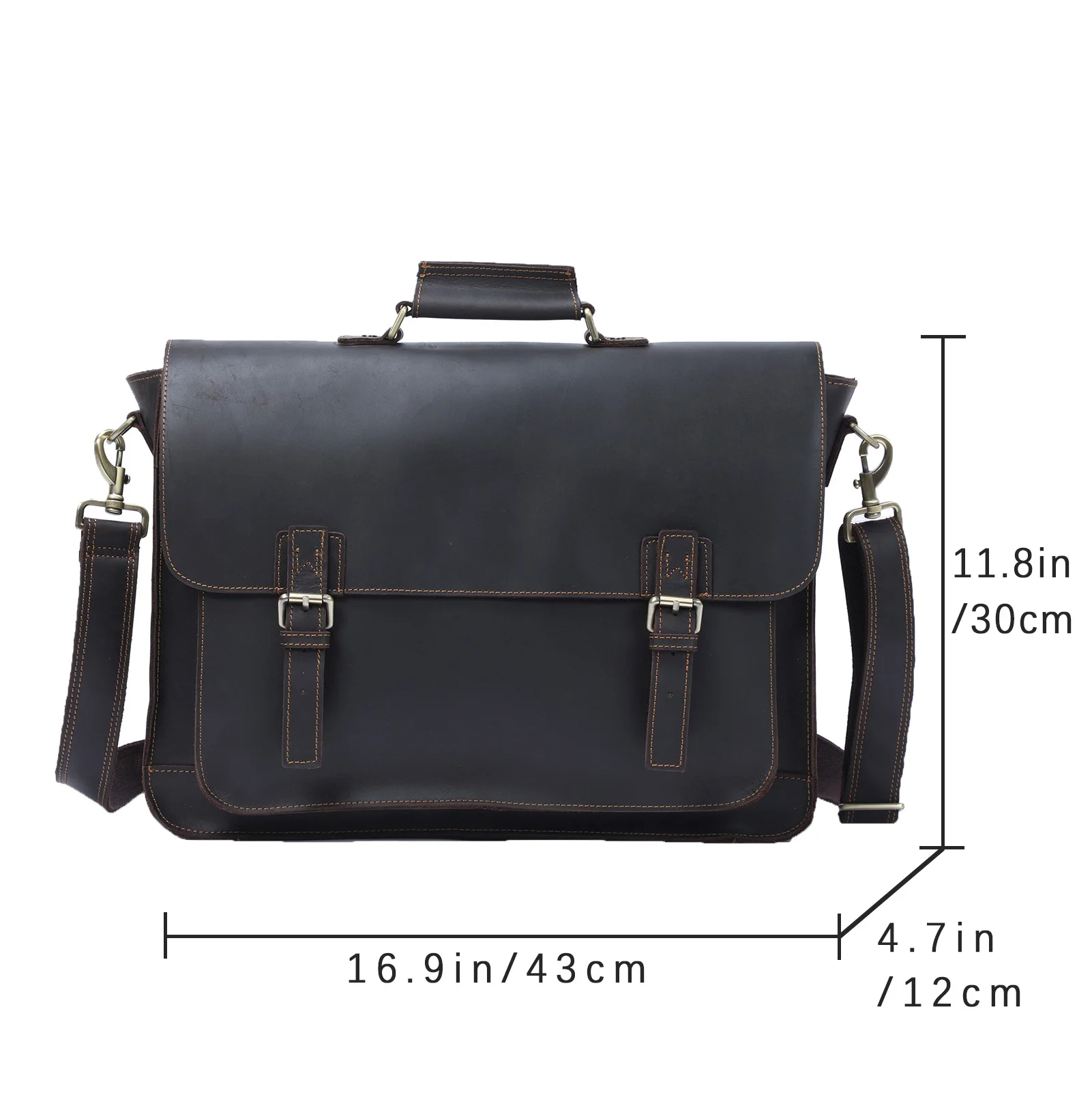 S.WORKER Retro Vollnarbenleder-Handtasche für Herren | Klassische Business-Aktentasche – Detail 3