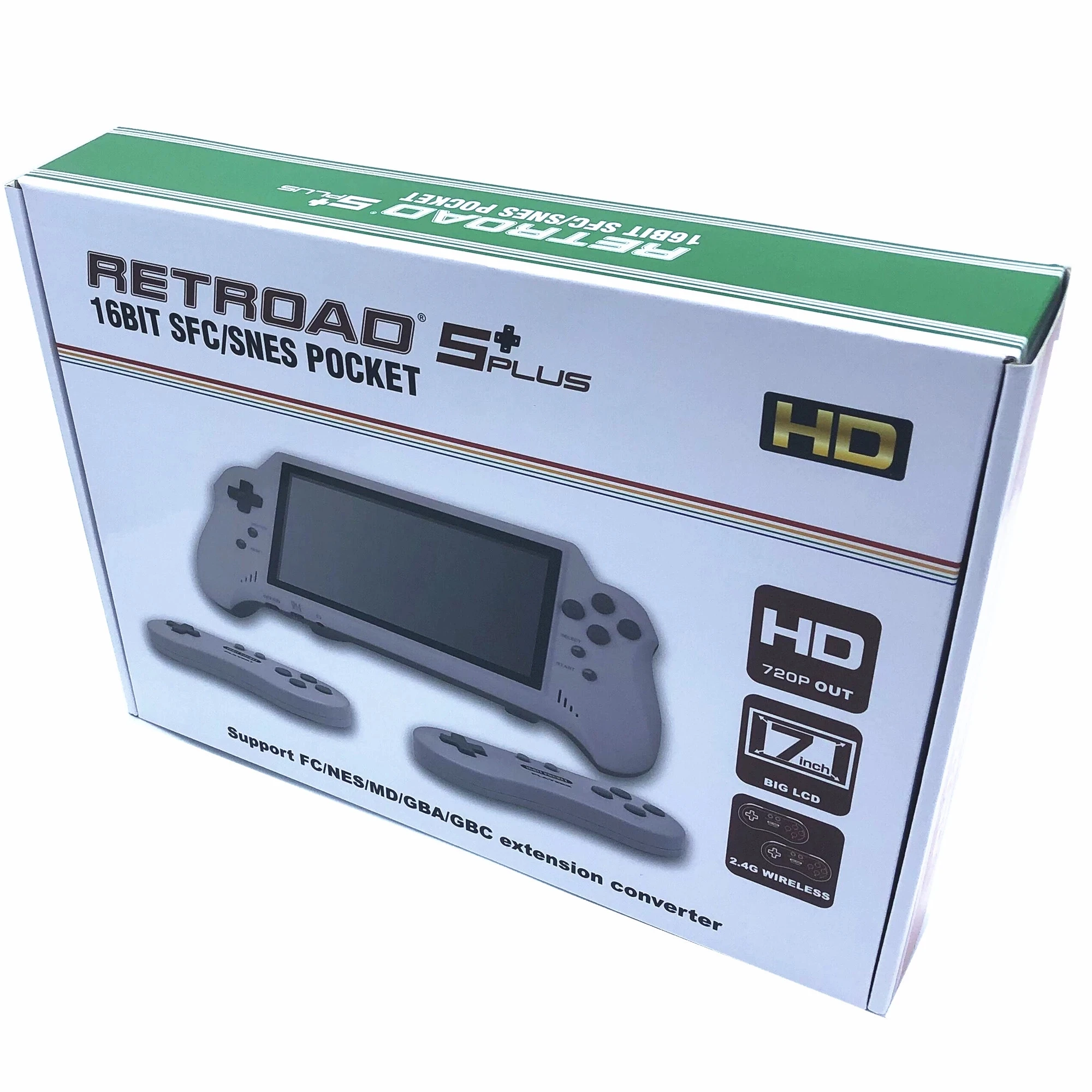 

Super HD For SNES Retro game 7 inch handheld game console 16BIT HDMI ULTRA SNES POCKET RETROAD 5PLUS 2.4G Wireless controllers