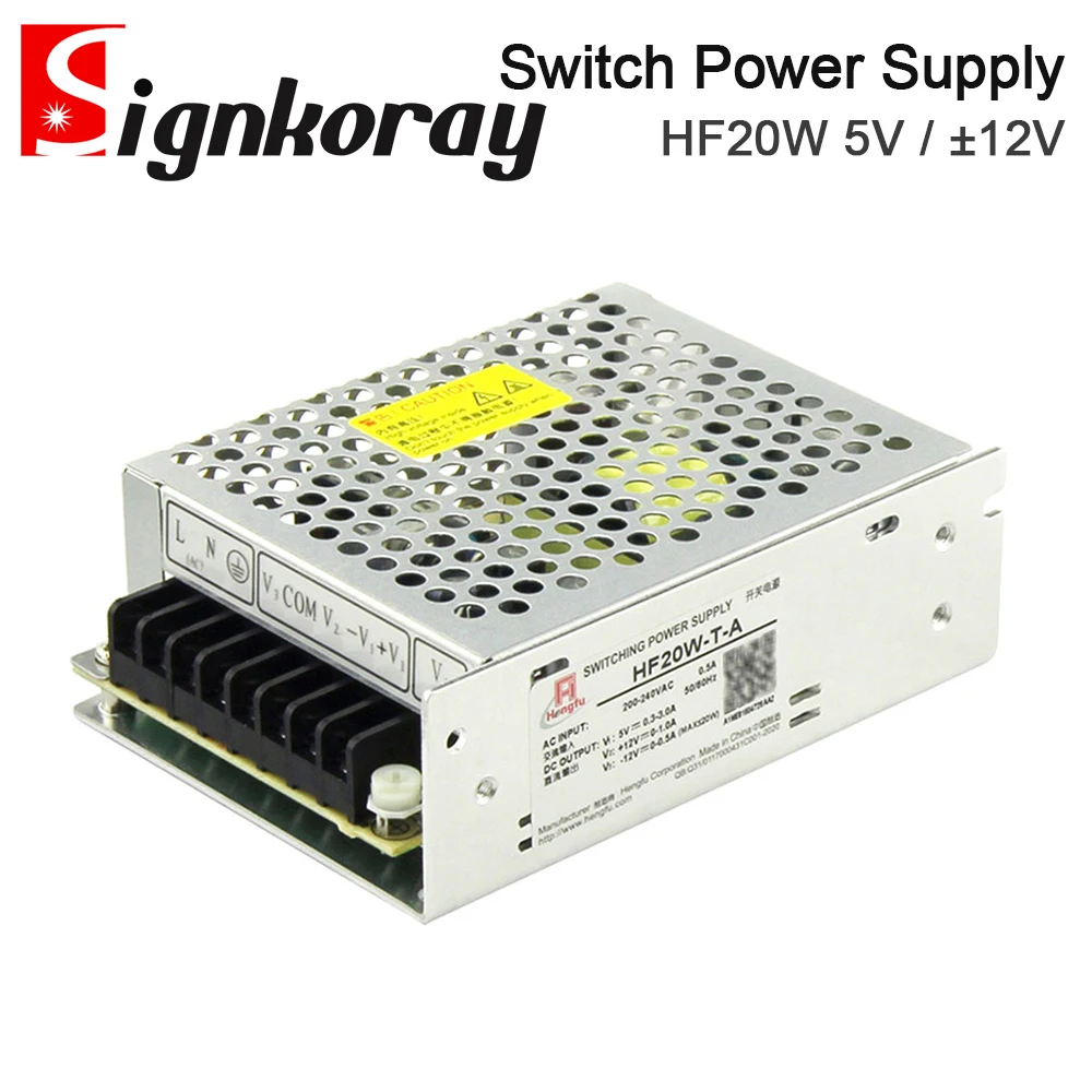 SignkoRay HF20W-T-A Switch Power Supply 5V 0.3-3A 12V 0-1A -12V 0-0.5A Triple Output for Laser Solar Energy Industrial Control