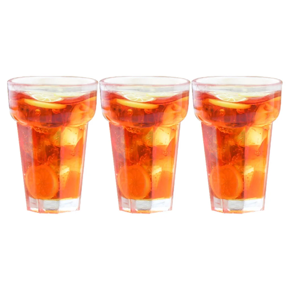 

3 Pcs Simulated Lemon Tea Drink Fake Beverage Miniature Beverages Drinks House Model Ornament Tiny