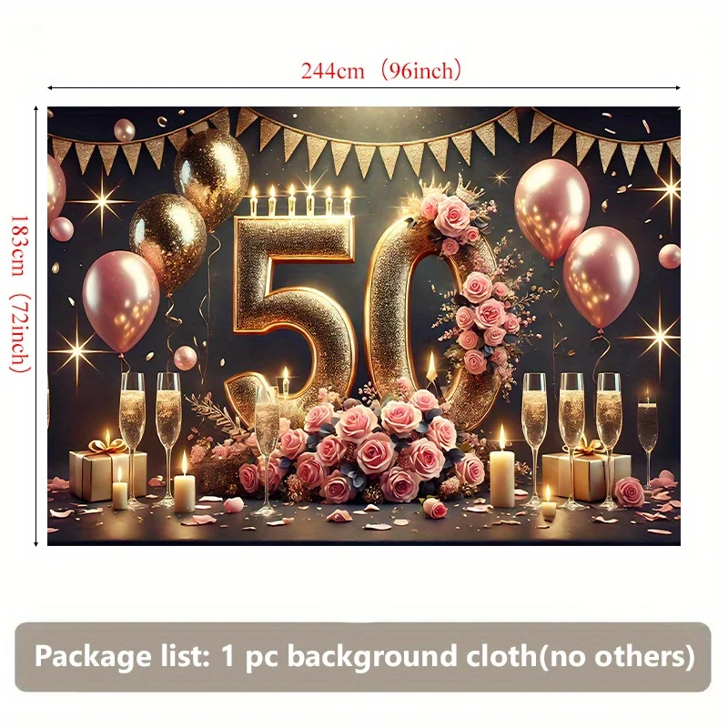 لافتة خلفية أنيقة لعيد الميلاد الخمسين الذهبي المتلألئ - غطاء حائط، مثالية للاحتفالات الداخلية والخارجية