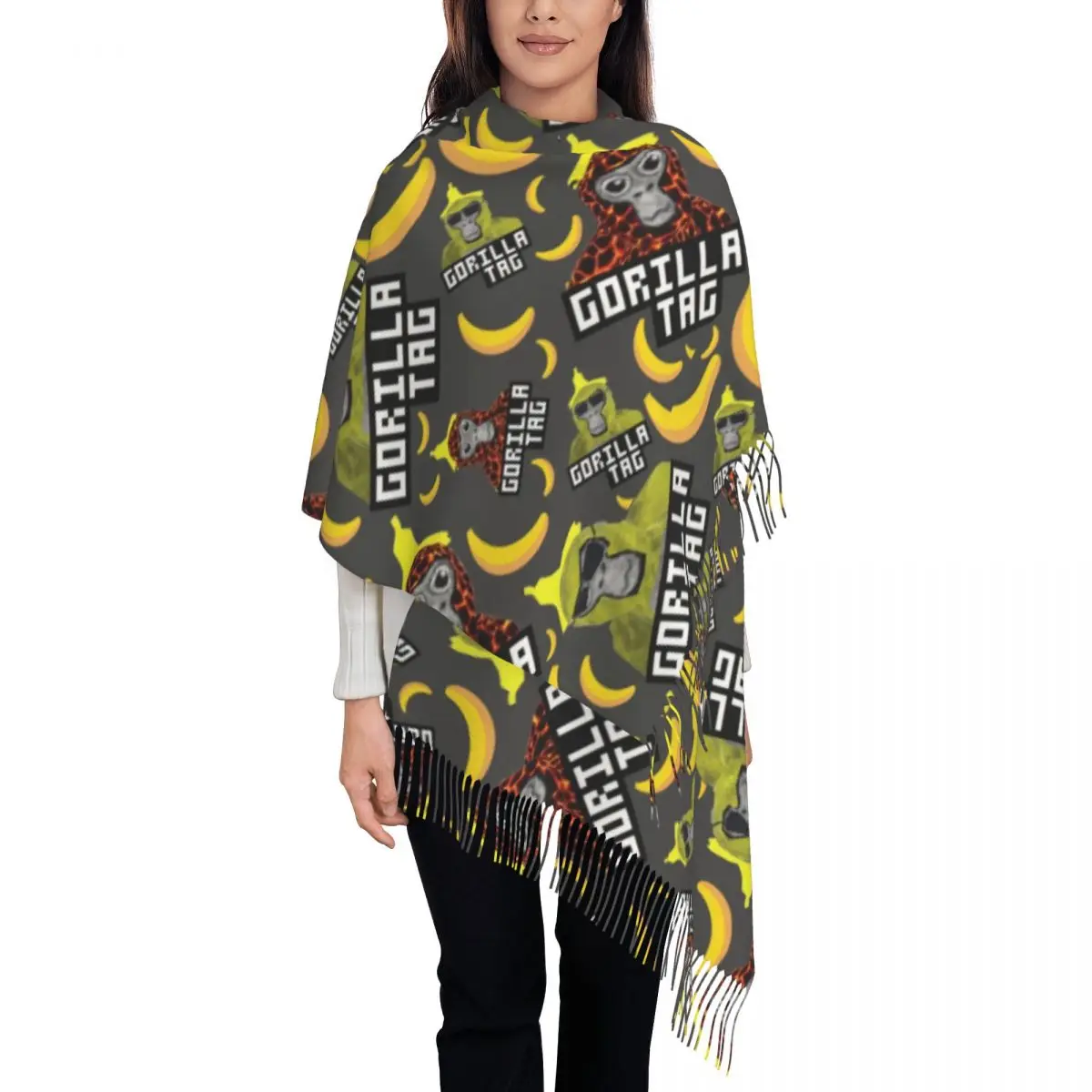 

Индивидуальный принт Gorilla Tag VR, горячий игровой шарф для женщин и мужчин, зима-осень, теплые шарфы, шали, накидки