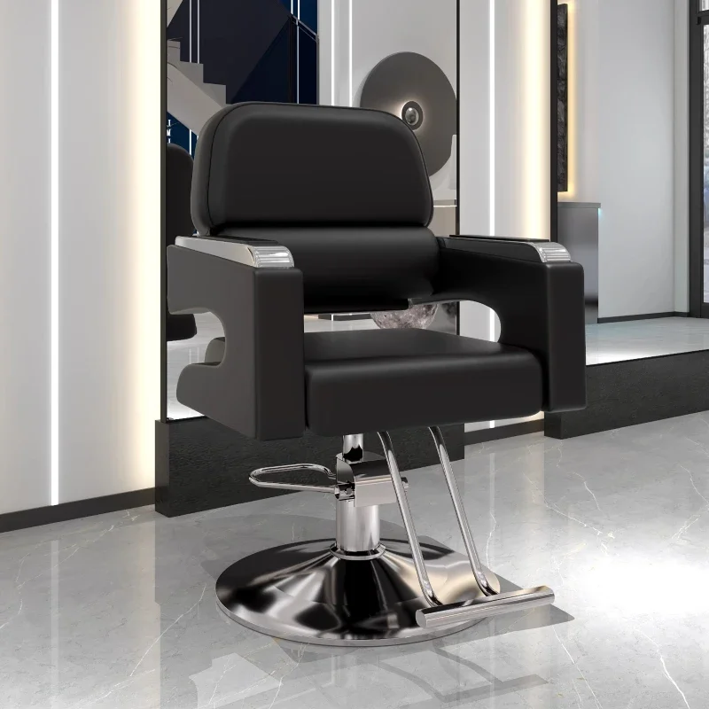 Sillas de peluquero para lavado de pestañas, sillas de peluquero elevables de Metal permanente para teñir el cabello, brazo de lujo, muebles comerciales Barberia Lslfy