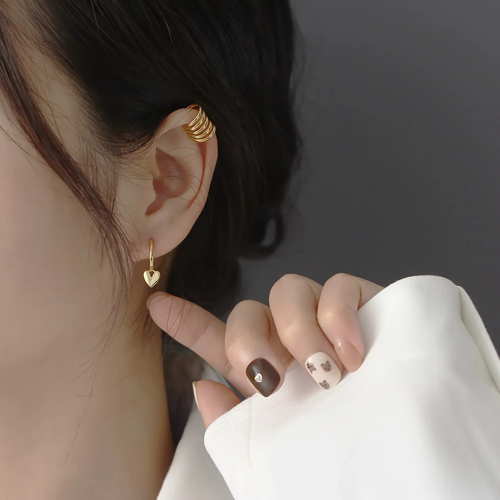 

925 Sterling Silver Heart Pendant Simple And Fashionable Earrings Charming And Suitable For Women To Wear Jewelry Gifts