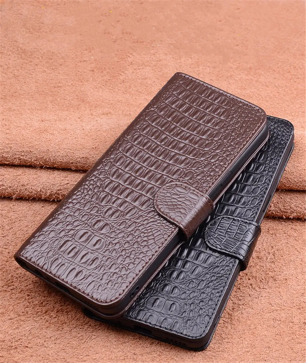 Funda con tapa magnética de cuero de vaca genuino para iPhone 17 17 Pro Max Air Crocodile Cover