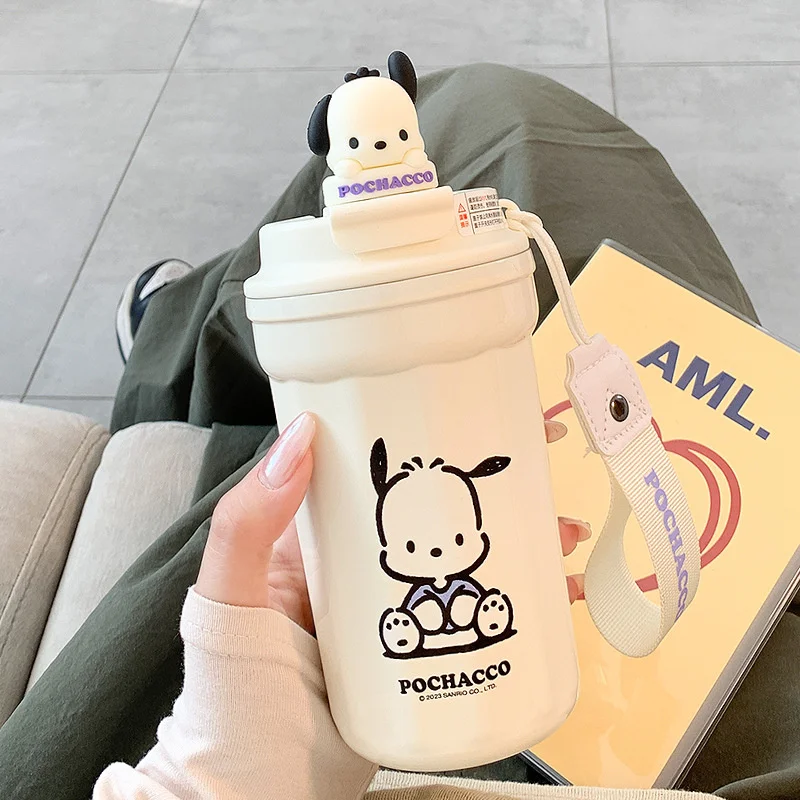 480ML Sanrios Cinnamoroll Thermos Cup Anime Kuromi Melody Thermos Mug Sports Water Bottle Coffee Cup Kids Water Bottle Gift