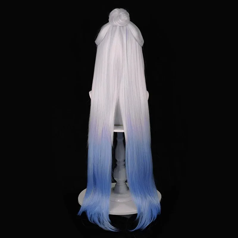 هونكاي ستار السكك الحديدية Jingliu شعر مستعار تأثيري الفضة الأبيض الأزرق التدرج طويل النساء الباروكات مقاومة للحرارة الشعر هالوين زي دور Playc #3