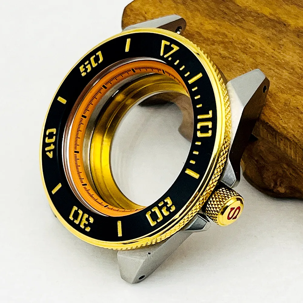 

44mm Silver Gold Samurai Watch Case NH35 Case Fit For NH34 NH35 NH36 4R35 Automatic Movement Samurai Transparent Back Cover Case