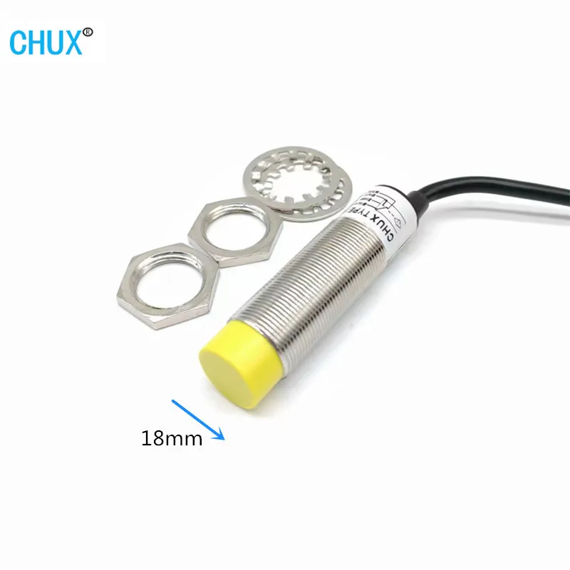 CHUX M18 Flush 24v DC Inductance Proximity Sensor Switch NPN NON Flush 8mm Sensing NO/NC DC 3 Wires Cylinder Inductive Sensor