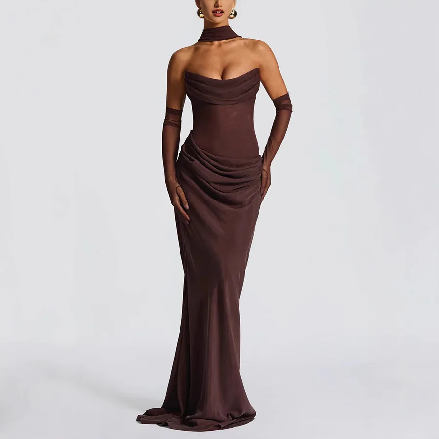 

Элегантное модное женское платье 2025 года с поясом и плиссировкой, с завышенной талией, из трикотажной ткани, в женственном стиле