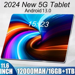 2024 Original Global Version Tablet 11.6 inch HD 4K Android 13 16GB+1T 12000mAh 5G Dual SIM Phone Call WiFi GPS Tablet