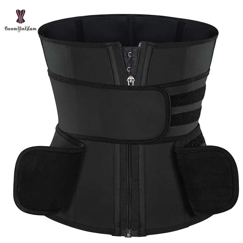 

Black Nude Houglass Body Shape Weight Loss Belt ZIp And Hook 9 Robs Slimming Sashes Latex Waist Trainer Corest For Women