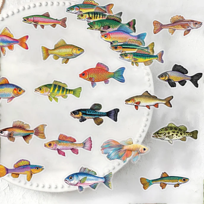 50Pcs Fish Animal Reward Stickers Fun Incentive Sticker Cute Pattern Animals Cartoon Decals School Teacher Supplies Gift