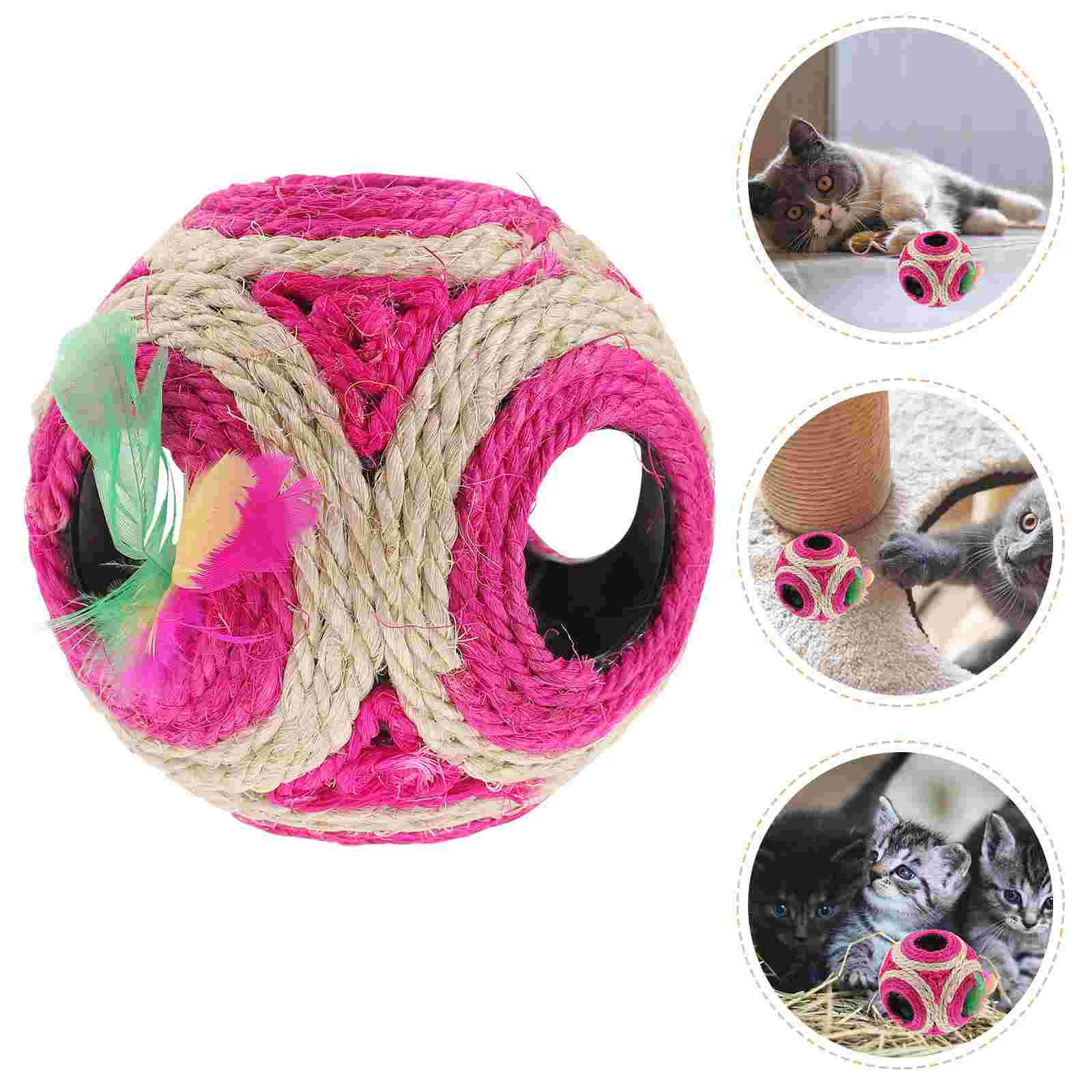 Cuerda bola de seis agujeros rueda de gato juguete interactivo juguetes para cachorros juguete molienda Sisal deportes