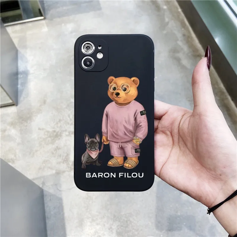 Baron Filou Leisure Bear Soft Case For Iphone 14 13 12 11 Pro Max Mini 7 8 Se Plus Xr X Xs Max Phone Cover Cartoon Fundas Capa