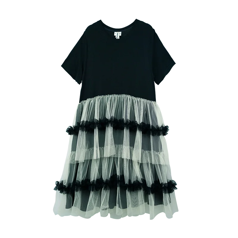 imakokoni 2023 summer new designer original niche patchwork mesh A-line dress 234147