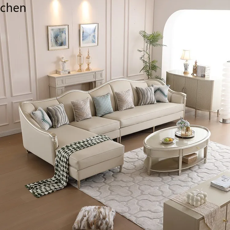 HXL Light Luxury Solid Wood Main Living Room Corner Combination Elegant Luxury Sofa
